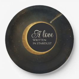 Plato De Papel Eclipse de Polvo de Estrellas Doradas Boda Celesti