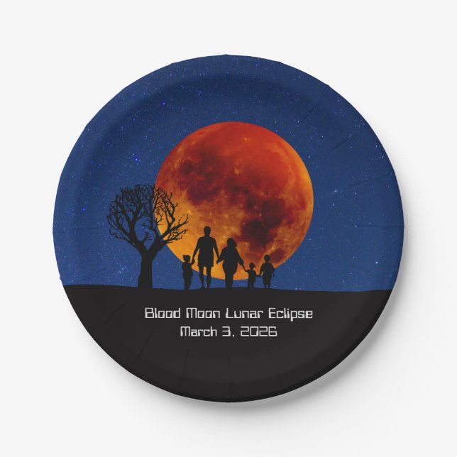 Plato De Papel Eclipse Lunar de Luna de Sangre 2026 (Anverso)