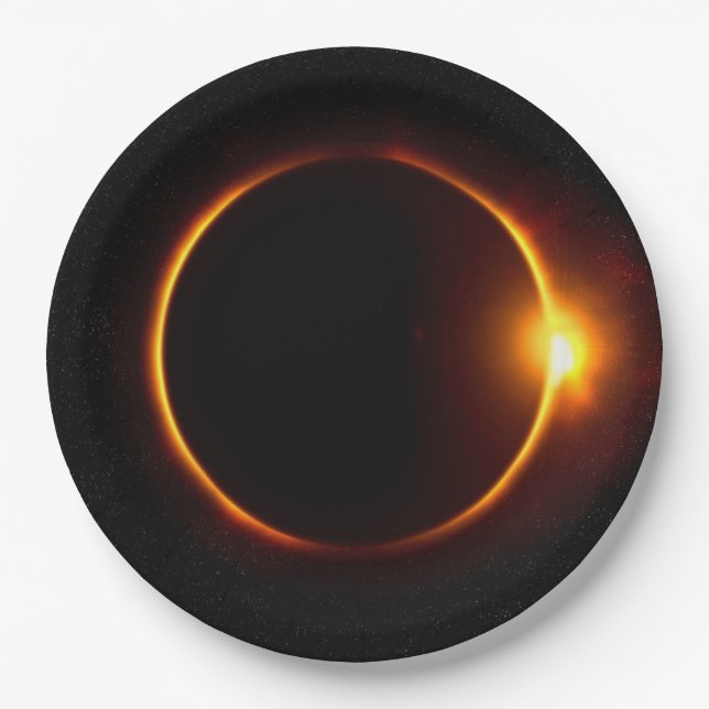 Plato De Papel Eclipse solar Sun oscuro y luna (Anverso)
