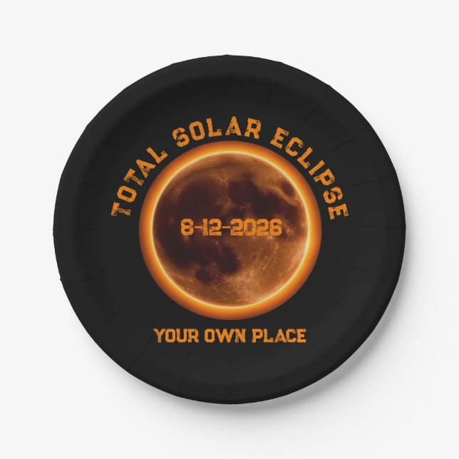 Plato De Papel Eclipse Solar Total 12 de agosto de 2026 (Anverso)