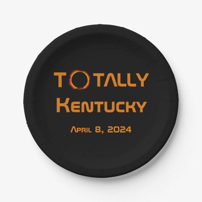 Plato De Papel Eclipse solar total de Kentucky 2024 (Anverso)