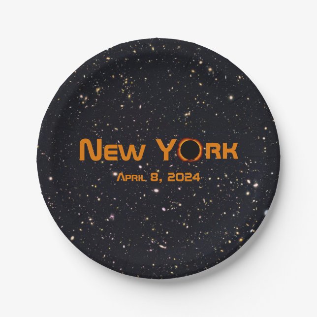 Plato De Papel Eclipse solar total de Nueva York 2024 (Anverso)