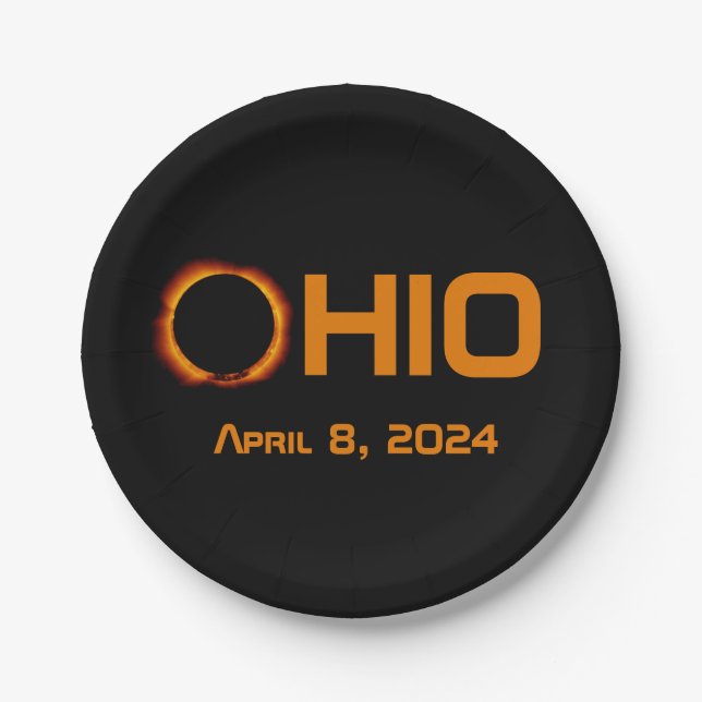 Plato De Papel Eclipse solar total de Ohio 2024 (Anverso)