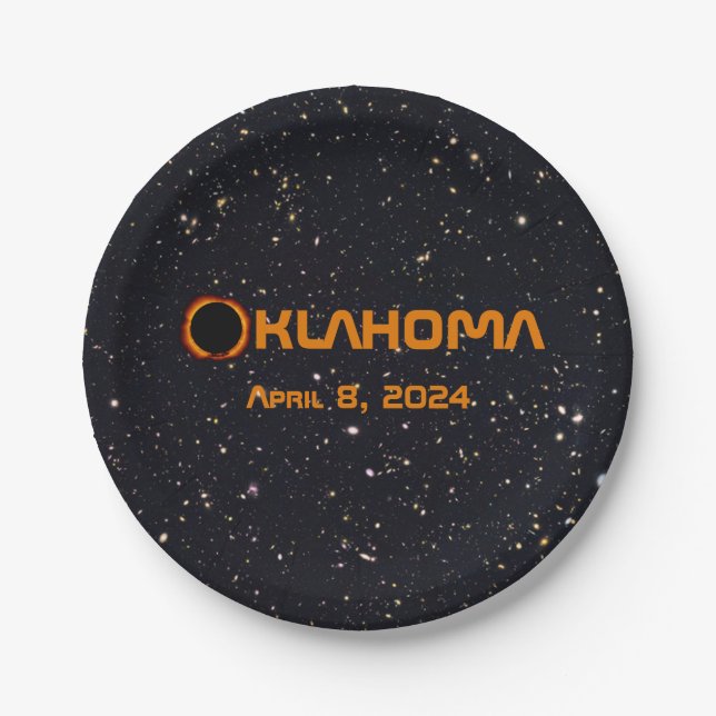 Plato De Papel Eclipse solar total de Oklahoma 2024 (Anverso)