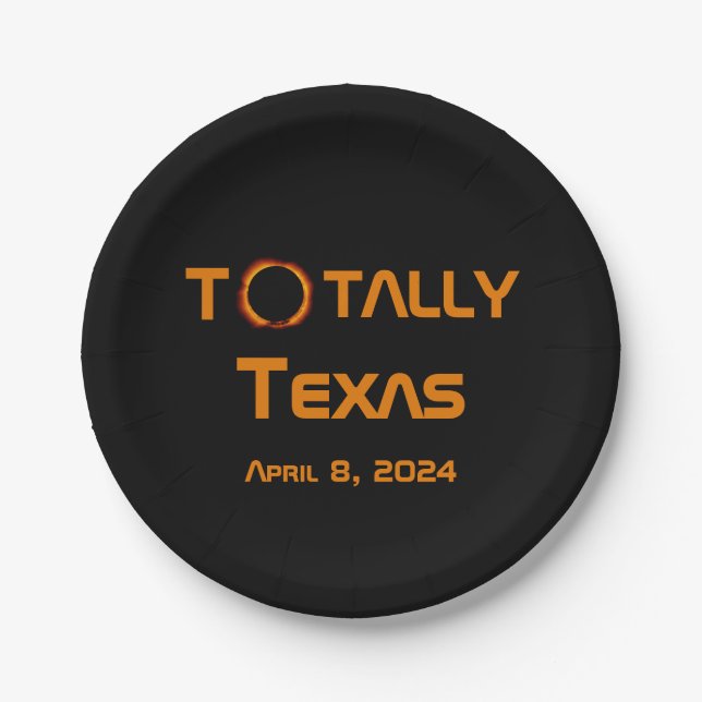 Plato De Papel Eclipse solar total de Texas 2024 (Anverso)
