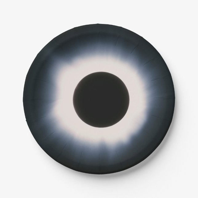 Plato De Papel Eclipse solar total en blanco y negro (Anverso)