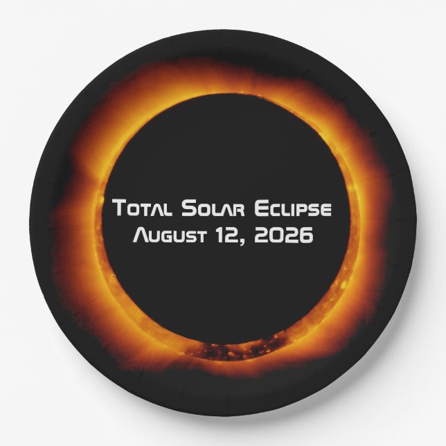 Plato De Papel Eclipse Total de Sol 2026 (Anverso)