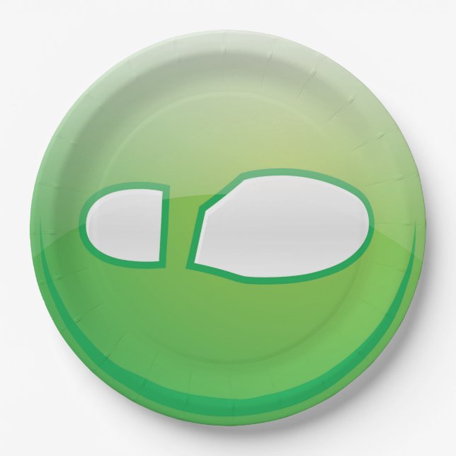 Plato De Papel Eco-Friendly Green Footprint Icon (Anverso)