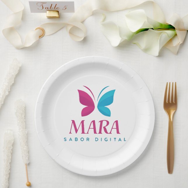 Plato de Papel Ecológico – Mara Sabor Digital (Boda)