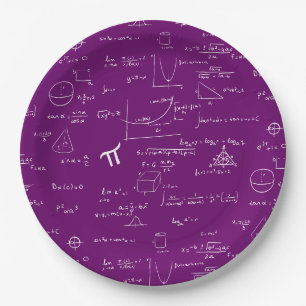 Plato De Papel Ecuaciones Matemáticas Gráficas Graduación Blanco 