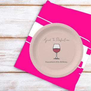 Plato De Papel Edad A Perfección Vino 60 cumpleaños