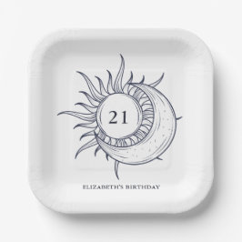 Plato De Papel Edad personalizado Cumpleaños Místico Celestial de