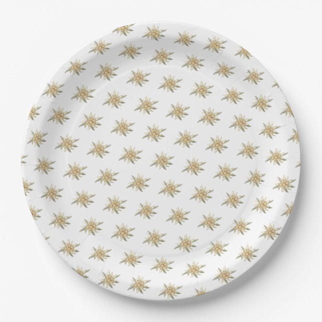 Plato De Papel Edelweiss Floral (Anverso)