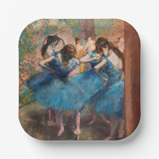 Plato De Papel Edgar Degas - Bailarinas de azul (Anverso)