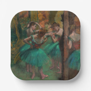 Plato De Papel Edgar Degas - Bailarinas, rosa y verde