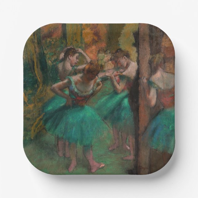 Plato De Papel Edgar Degas - Bailarinas, rosadas y verdes (Anverso)