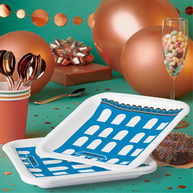 Plato De Papel Edificio Blue Hotel (Subido por el creador)