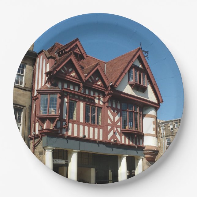 Plato De Papel Edificio de armazones de encino Tudor, Edimburgo,  (Anverso)