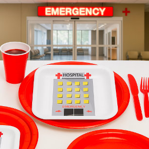 Plato De Papel Edificio médico de emergencia hospitalario
