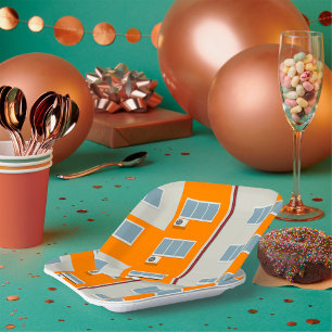 Plato De Papel Edificio moderno de apartamentos con aire acondici