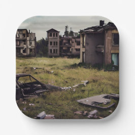 Plato De Papel Edificios Abandonados | Destrucción posterior al a