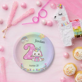 Plato De Papel Editable Kids Birthday Party Plate Cute Unicorn