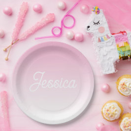 Plato De Papel (Editable) Light Pink Color Ombre & Your Text