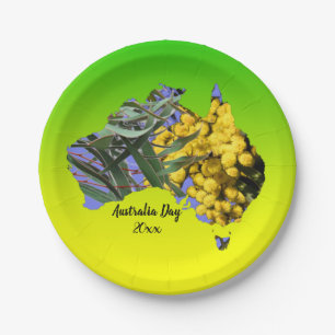 Plato De Papel Editar año de texto, Australia Day Gum Leaf Wattle