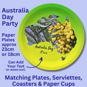 Plato De Papel Editar año de texto, Australia Day Gum Leaf Wattle