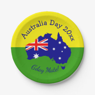 Plato De Papel Editar Año de Texto Día de Australia 7"