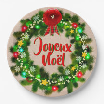 Editar Assiette de texto joyeux Noël 9"