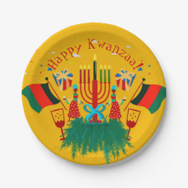 Plato De Papel Editar texto coincidiendo con el Fiesta de Kwanzaa
