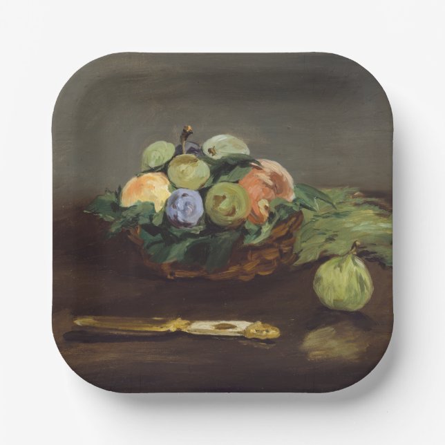 Plato De Papel Edouard Manet - Canasta de Frutas (Anverso)