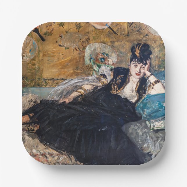 Plato De Papel Edouard Manet - Dama con Abanicos (Anverso)