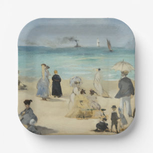 Plato De Papel Edouard Manet - En la playa, Boulogne-sur-Mer