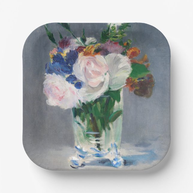Plato De Papel Edouard Manet - Flores en una bolsa de cristal (Anverso)