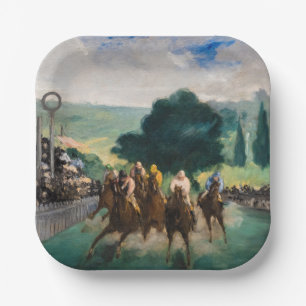 Plato De Papel Edouard Manet - Las carreras en Longchamp