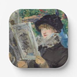 Plato De Papel Edouard Manet - Mujer leyendo