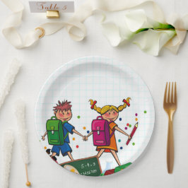 Plato De Papel Educación escolar Niños y Chicas de papel y placas