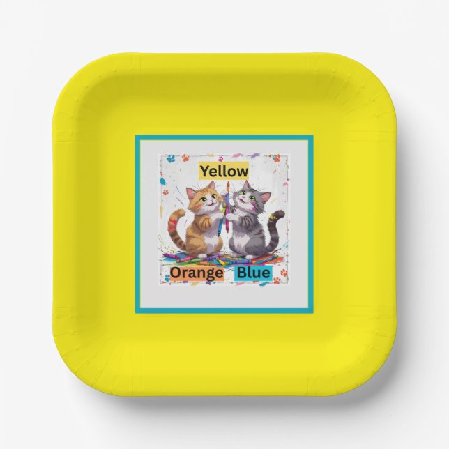Plato De Papel Educative Colorful Funny Cats Party  (Anverso)