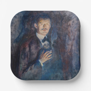 Plato De Papel Edvard Munch - autorretrato con cigarrillo