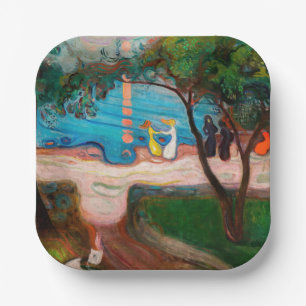 Plato De Papel Edvard Munch - Baile en la playa