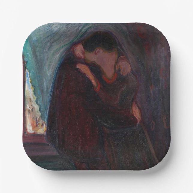 Plato De Papel Edvard Munch - El beso (Anverso)