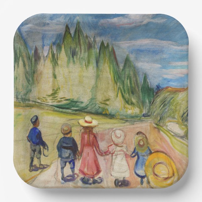 Plato De Papel Edvard Munch - El bosque de cuento de hadas (Anverso)