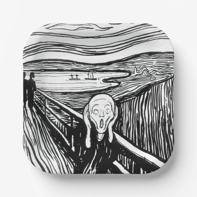 Plato De Papel Edvard Munch - La litografía de la crema (Anverso)