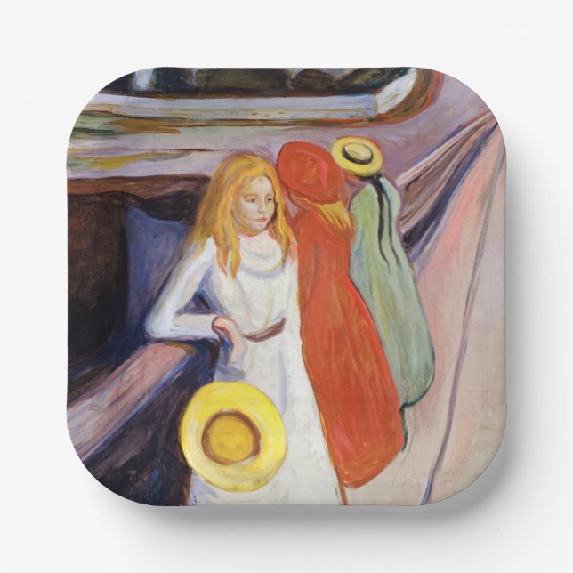 Plato De Papel Edvard Munch - Los Chicas en el puente de 1901 (Anverso)