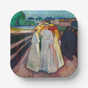 Plato De Papel Edvard Munch - Los Chicas en el puente de 1903