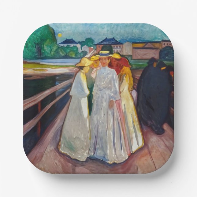 Plato De Papel Edvard Munch - Los Chicas en el puente de 1903 (Anverso)
