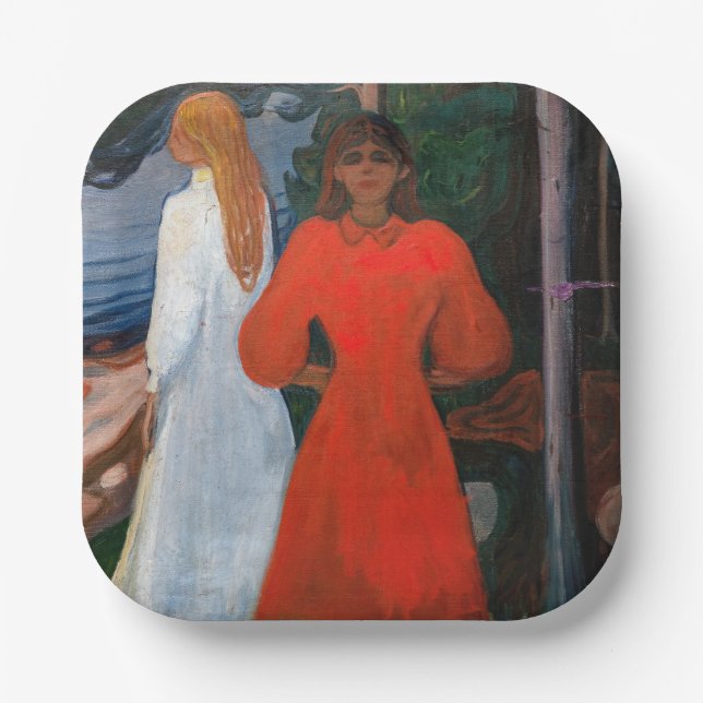 Plato De Papel Edvard Munch - Rojo y Blanco (Anverso)