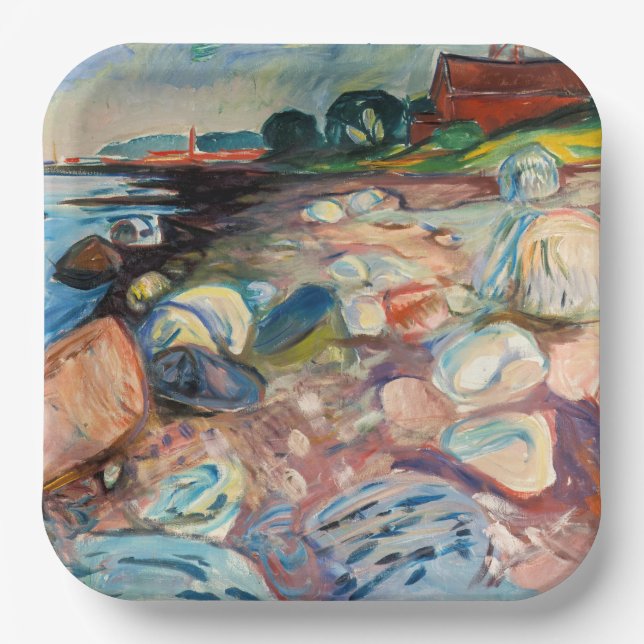 Plato De Papel Edvard Munch - Shore with Red House (Anverso)